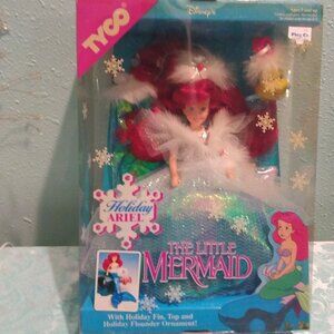 Vintage TYCO Disney The Little Mermaid Holiday Ariel Doll with Flounder ornament